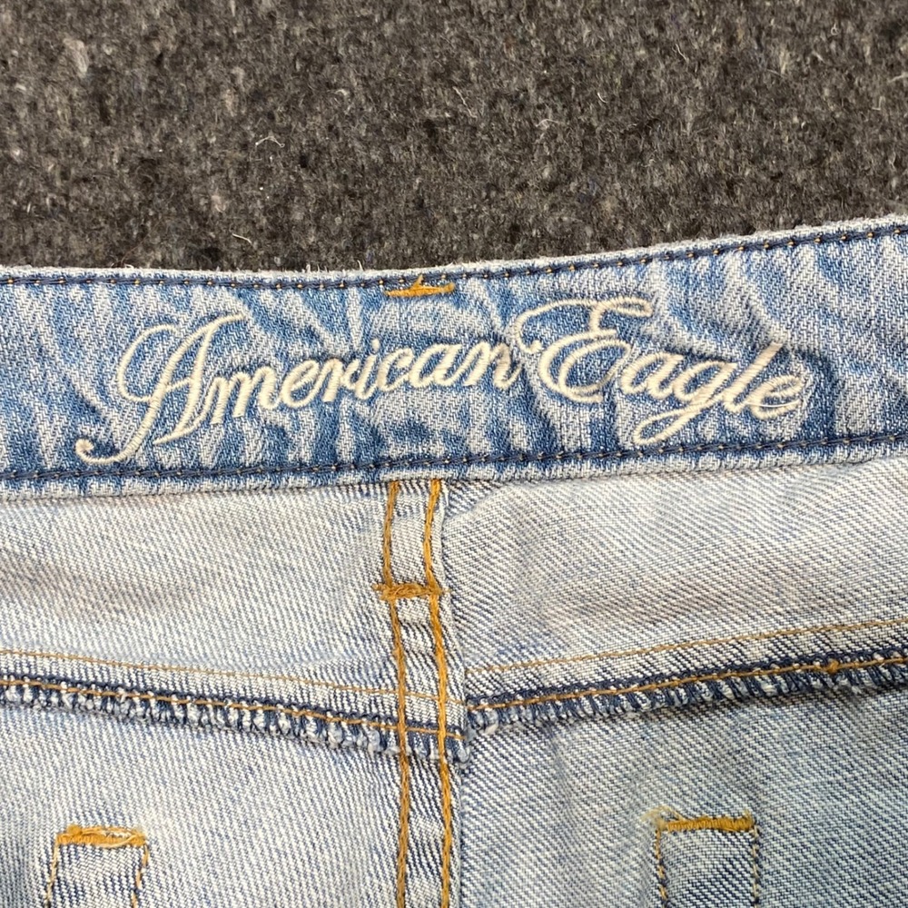 American Eagle Jeans 4 Regular Womens Light Blue Distressed Bootcut Low Rise - Picture 5 of 14